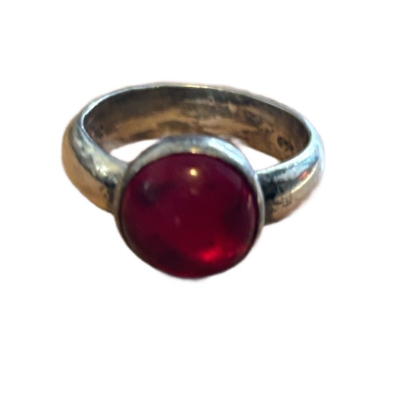 Vintage 925 Silver and Red Gemstone Ring Size 7 - Picture 14 of 14